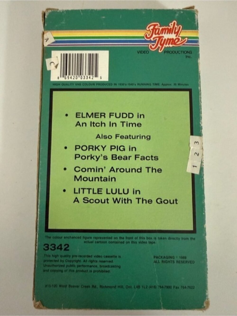 Elmer Fudd VHS Family Tyme Cartoons Porky Pig Little Lulu - Picture 3 of 10